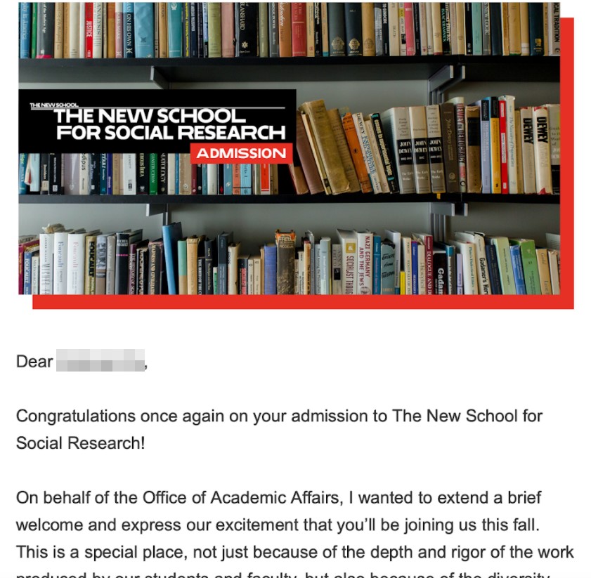 Оффер The New School for Social Research